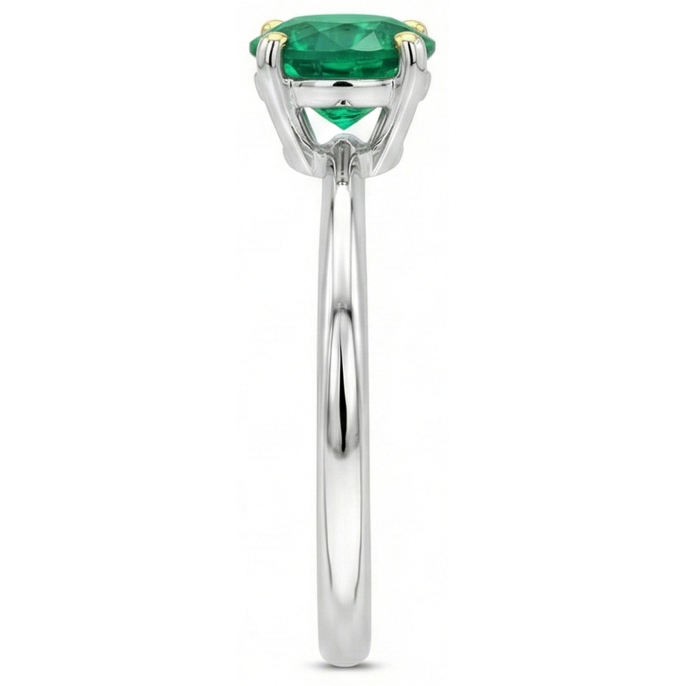 Émeraude Colombienne Bague Pierre Précieuse 2 carats Or 14K Bicolore – vue de profil