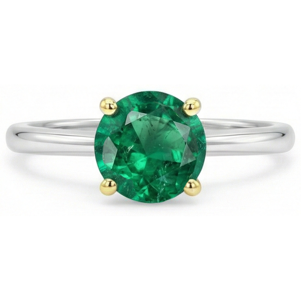 Fin Émeraude Colombienne Bague Pierre Précieuse 2 carats – vue de côté