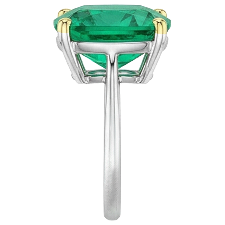 Bague Pierre de Couleur Or Bicolore 14 Carats avec Émeraude – vue de profil