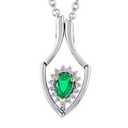 Pendentif Pierre Précieuse Or Deux Tons 14 Carats – Émeraude