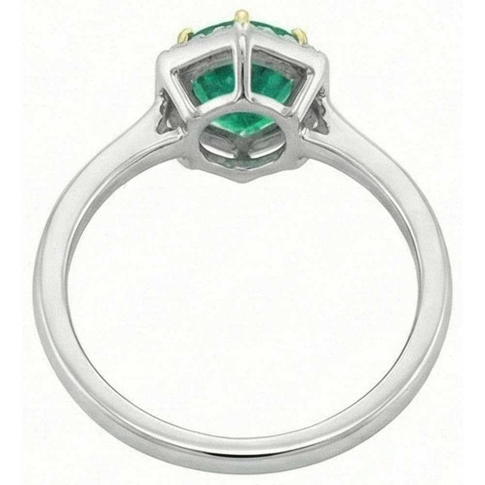 Émeraude Fine Bague Pierre de Couleur 2 carats Or 14K Bicolore – vue de dessus