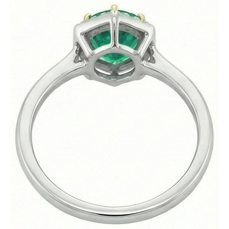 Émeraude Fine Bague Pierre de Couleur 2 carats Or 14K Bicolore – vue de dessus