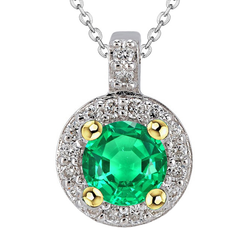Raffiné Pavé Émeraude Collier Pendentif Pierre – 3 carats Or