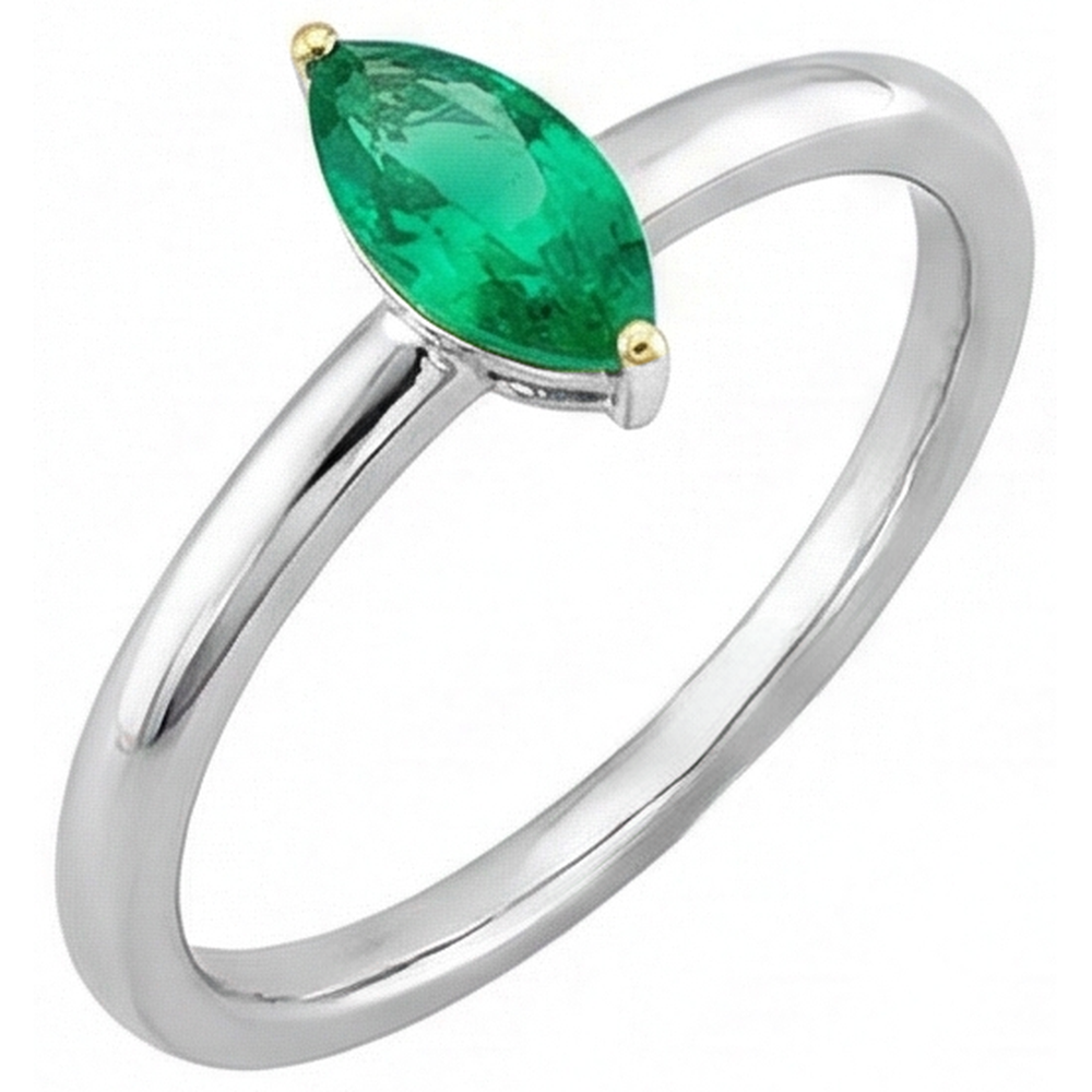 Luxueux Émeraude Colombienne Bague Pierre de Couleur 0,50 carats – vue de côté