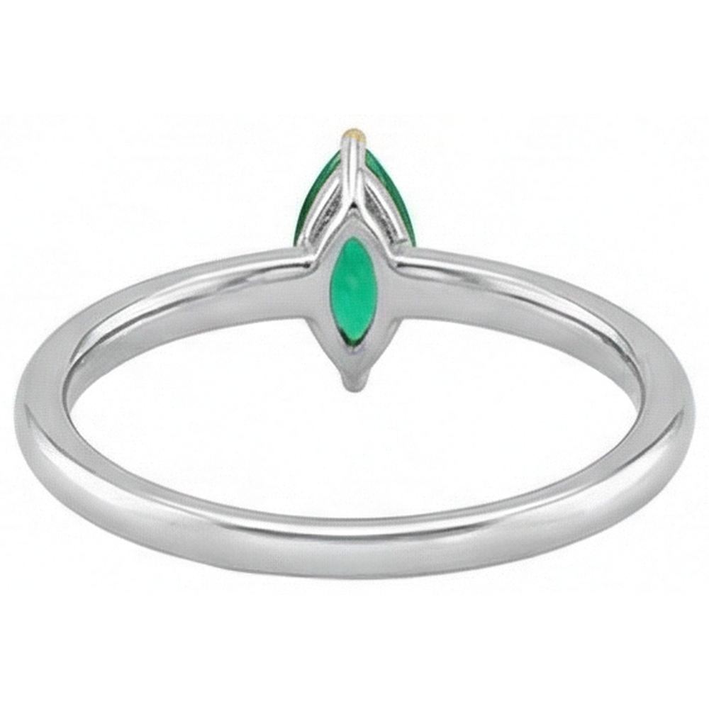 Marquise Émeraude Colombienne bague en Or Bicolore 14 Carats – vue de dessus