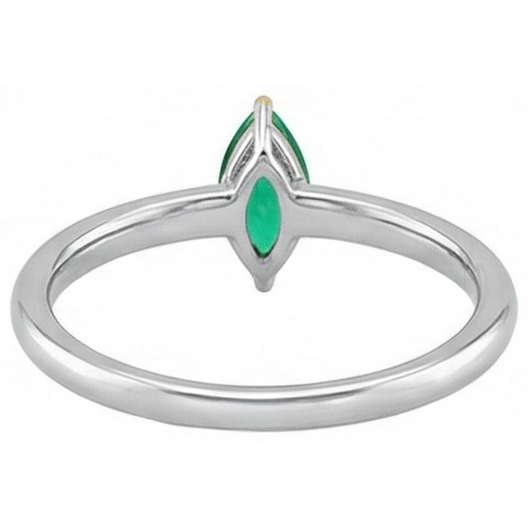 Marquise Émeraude Colombienne bague en Or Bicolore 14 Carats – vue de dessus