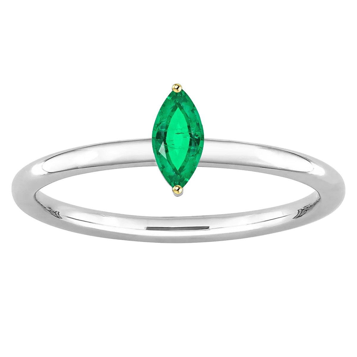 Émeraude Colombienne Bague Pierre de Couleur 0,50 carats Or Bicolore 14 Carats – vue principale