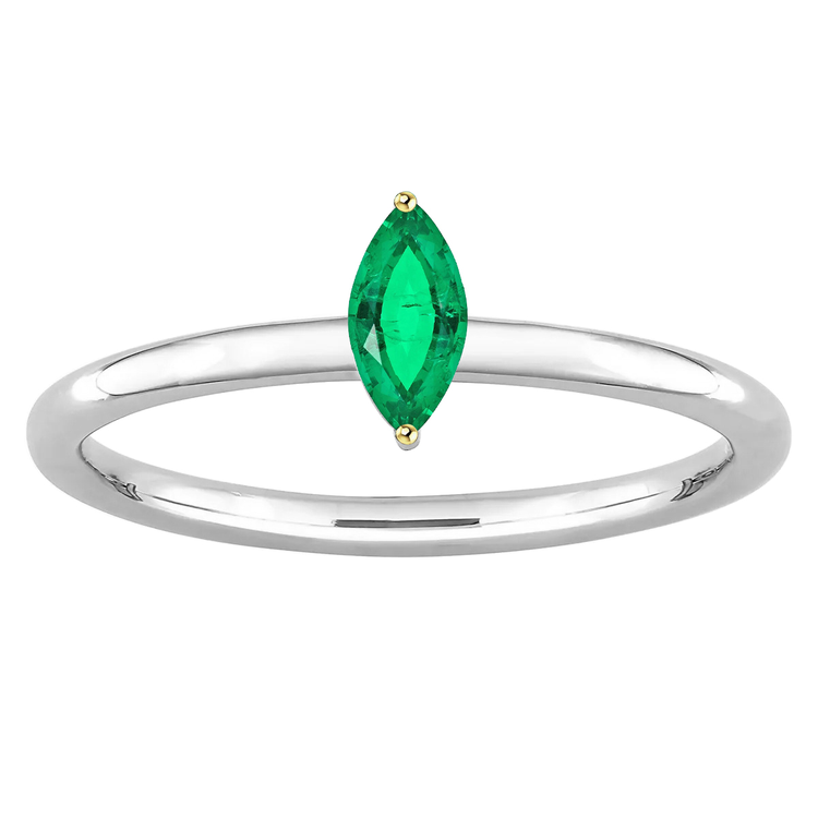 Émeraude Colombienne Bague Pierre de Couleur 0,50 carats Or Bicolore 14 Carats – vue principale