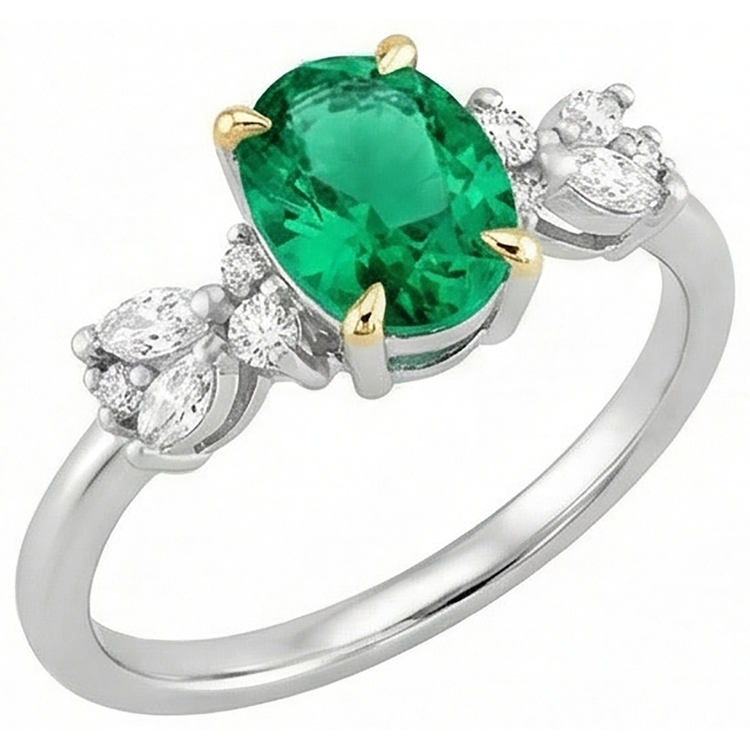 Intemporel Émeraude Colombienne Bague Pierre Précieuse 2 carats – vue de côté