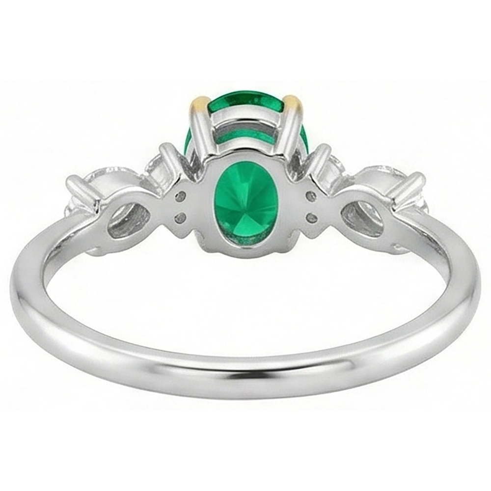 Émeraude Colombienne Bague Pierre Précieuse 2 carats Or Bicolore 14 Carats – vue arrière