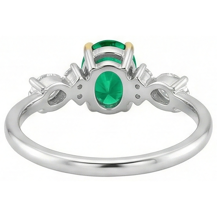 Émeraude Colombienne Bague Pierre Précieuse 2 carats Or Bicolore 14 Carats – vue arrière
