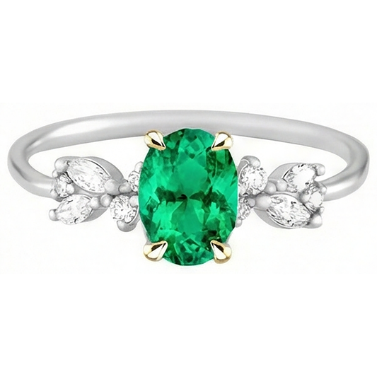 Intemporel Émeraude Colombienne Bague Pierre Précieuse 2 carats – vue de face