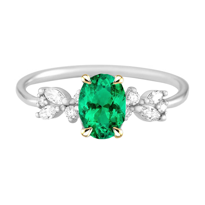 Émeraude Colombienne Bague Pierre Précieuse – vue principale