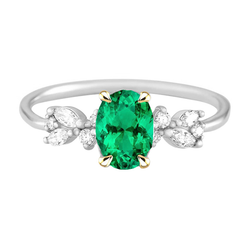 Intemporel Bague Pierre Précieuse avec Émeraude Colombienne
