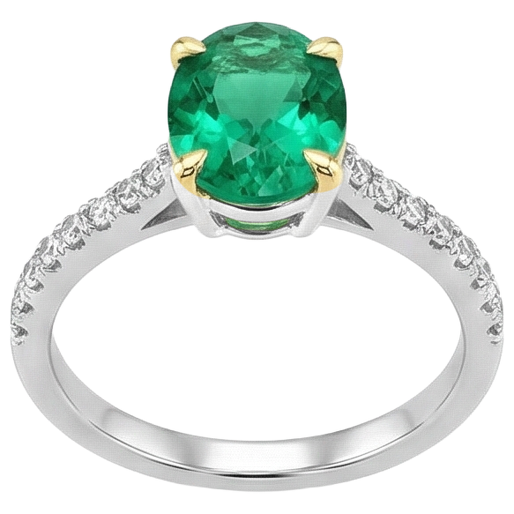 Intemporel Émeraude Bague avec Gemme 1,50 carats – vue d'angle