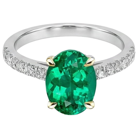 Émeraude Bague avec Gemme – vue de face