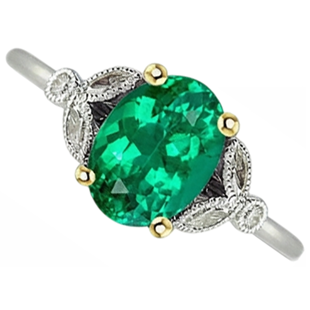 Émeraude Fine Bague avec Gemme – vue de face
