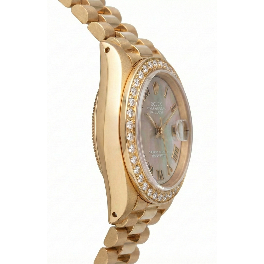 Dame de style présidentiel Rolex regardant la vadrouille Cadran romain Lunette en diamant