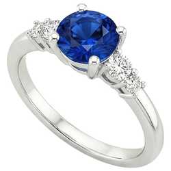 Dames Diamant Naturels Extraits des Mines ( et non cultivés en laboratoire ) Bijoux Rond Ceylan Saphir Cinq Pierres 2.50 Carats