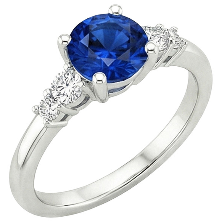 Dames Diamant Naturels Extraits des Mines ( et non cultivés en laboratoire ) Bijoux Rond Ceylan Saphir Cinq Pierres 2.50 Carats