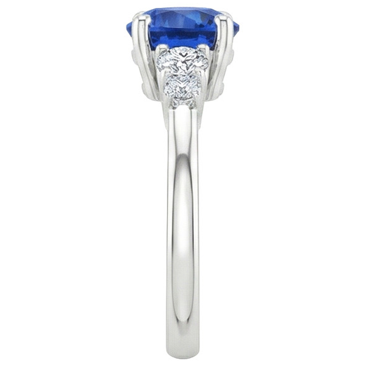 Dames Diamant Naturels Extraits des Mines ( et non cultivés en laboratoire ) Bijoux Rond Ceylan Saphir Cinq Pierres 2.50 Carats