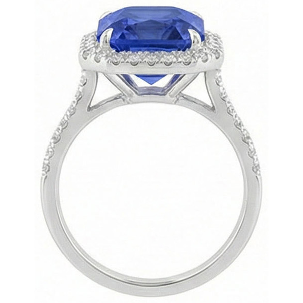 naturel round saphir 5carats bague vue de profil