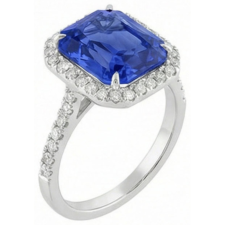 naturel round saphir 5carats bague détail rapproché