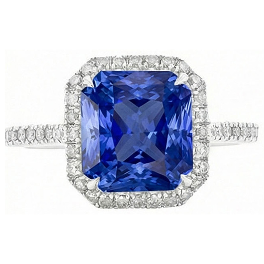 naturel round saphir 5carats bague angle de côté