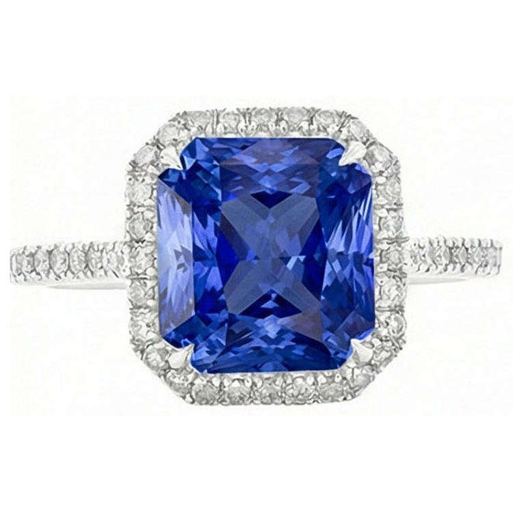 naturel round saphir 5carats bague angle de côté