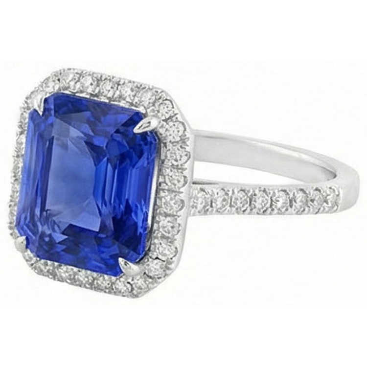 naturel round saphir 5carats bague vue de face