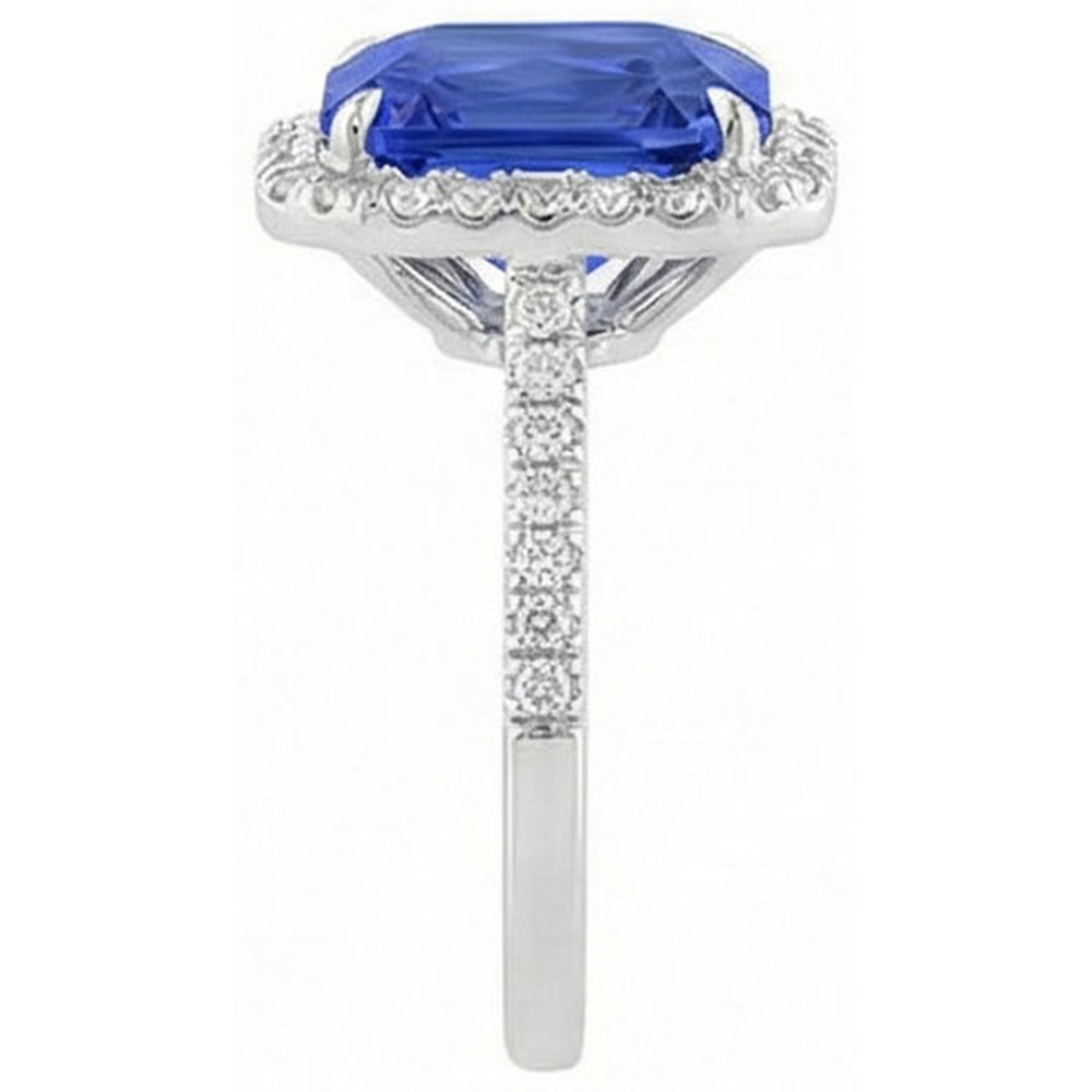 naturel round saphir 5carats bague vue de dessus