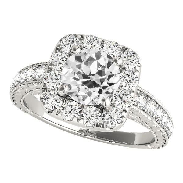 Dames Halo Rond Ancienne Mine Cut Véritable Diamond Ring Griffe Set 4.25 Carats