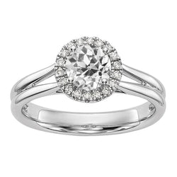 Dames Halo Vieux Mineur Réel Diamond Ring Split Tige Bijoux En Or 3 Carats