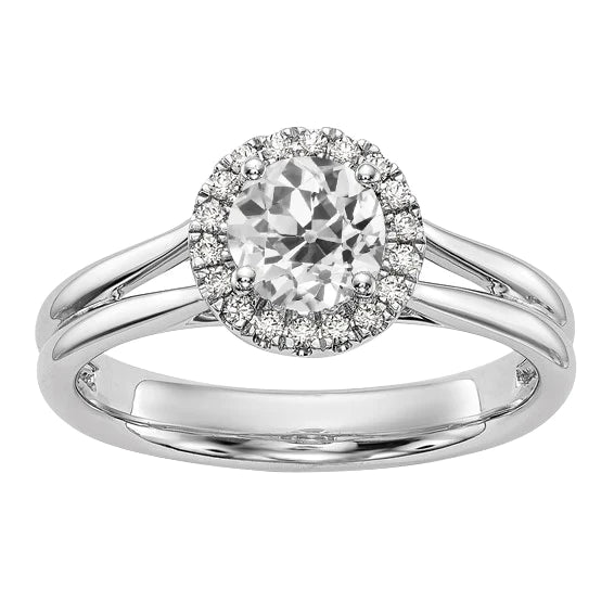 Dames Halo Vieux Mineur Réel Diamond Ring Split Tige Bijoux En Or 3 Carats