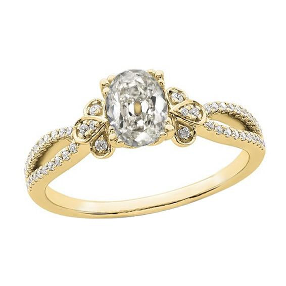 Dames Oval Ancienne Mine Cut Naturel Diamond Ring Prong Split Shank 4.20 Carats