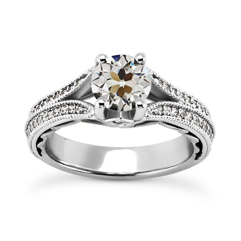 Dames Rondes Vieux Mineur Véritable Diamond Ring Split Shank 4.50 Carats