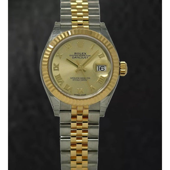 Dames Rolex nouvelle Datejust 28 mm montre bicolore cadran champagne