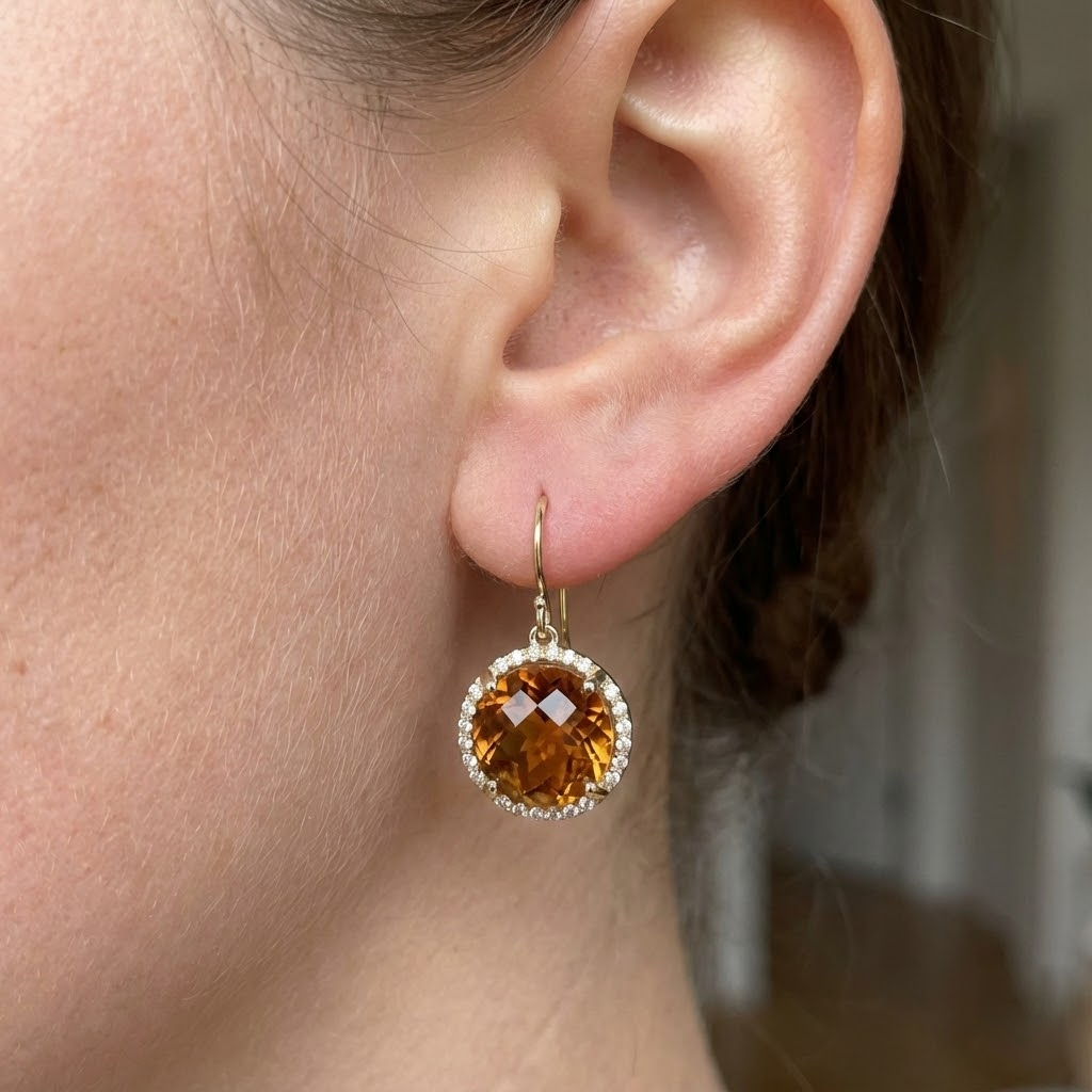 Citrine Gemstone Earring – vue de profil