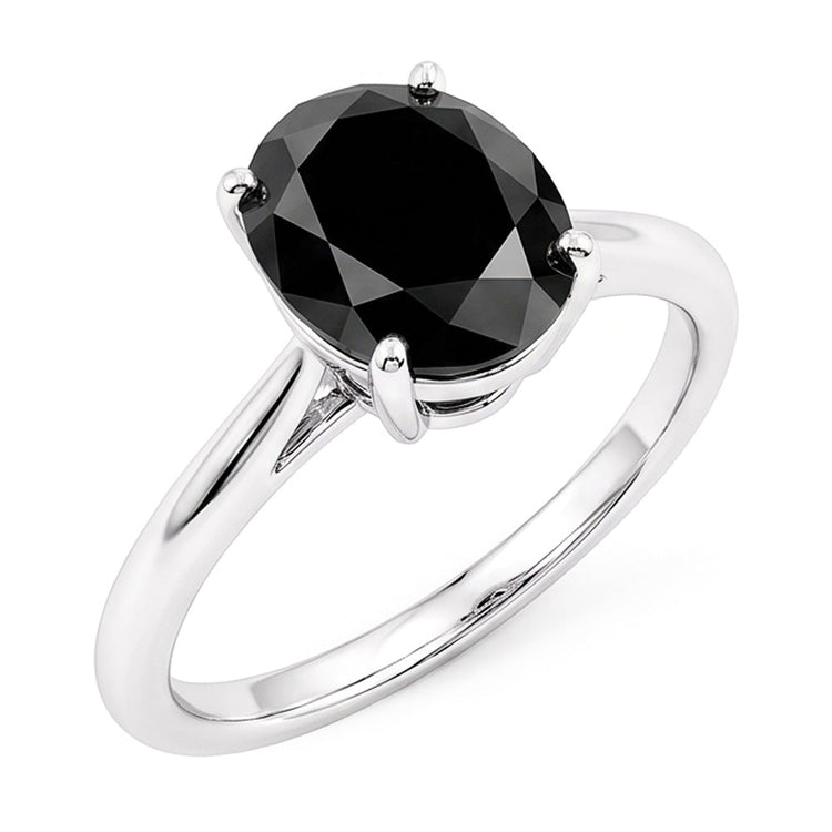 Bague de Fiançailles Solitaire Ovale en Diamant Noir Véritable 5 Carats en Or Blanc 14 Carats