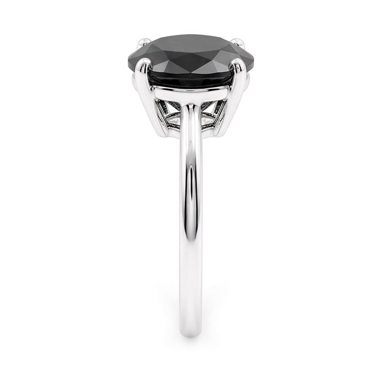 Bague de Fiançailles Solitaire Ovale avec Diamant Noir Sombre Véritable 5 Carats en Or Blanc 14 Carats