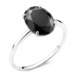 Bague de Fiançailles Solitaire Simple Ovale en Diamant Noir Foncé Véritable 5 Carats en Or Blanc 14K