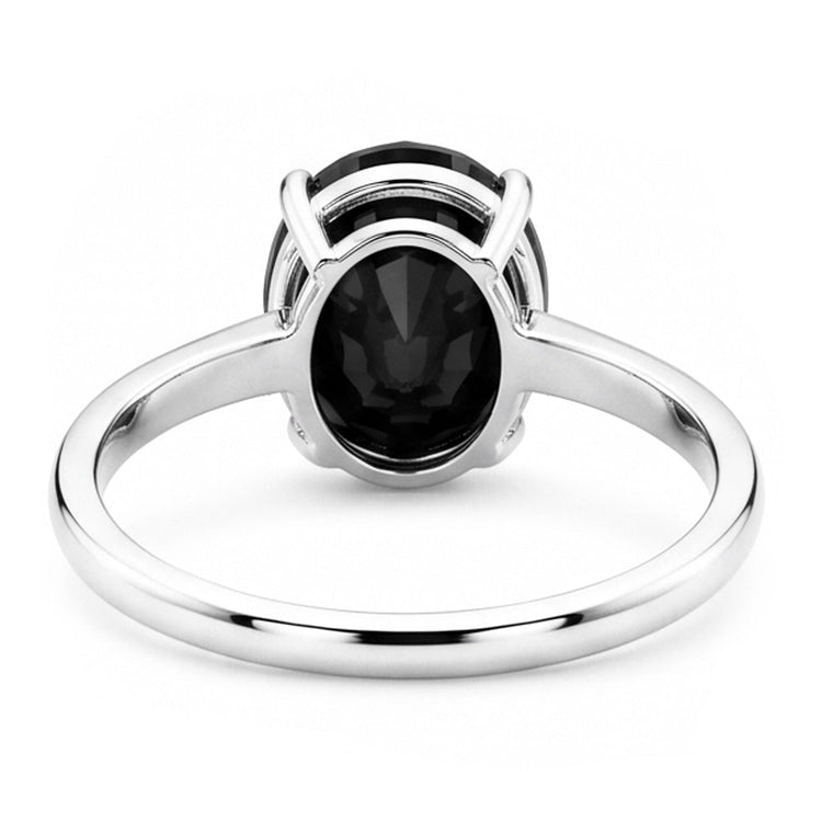 Bague de Fiançailles Solitaire Simple Ovale en Diamant Noir Foncé Véritable 5 Carats en Or Blanc 14K