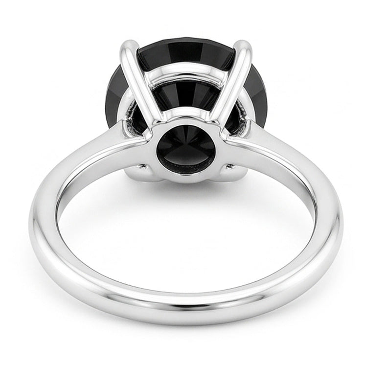 Bague de Fiançailles Solitaire Diamant Noir Sombre Véritable Rond 5 Carats Anneau Fil Couteau en Or Blanc 14K