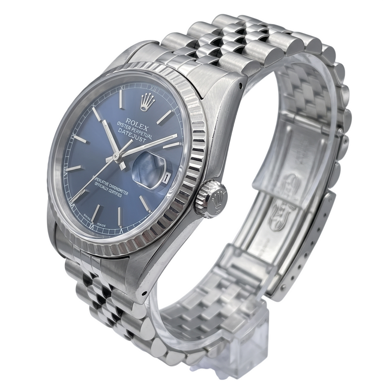 Date Just Rolex Montre Homme Cadran Bleu acier inoxydable Datejust réglage rapide