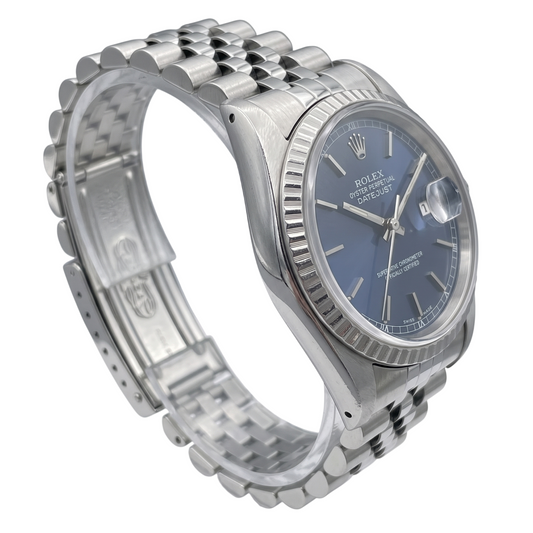 Date Just Rolex Montre Homme Cadran Bleu acier inoxydable Datejust réglage rapide