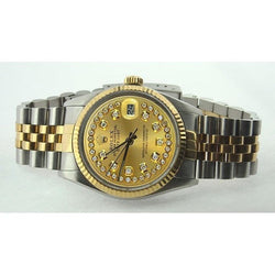Date Just Montre Rolex Oyester Datejust Champagne à cadran diamant