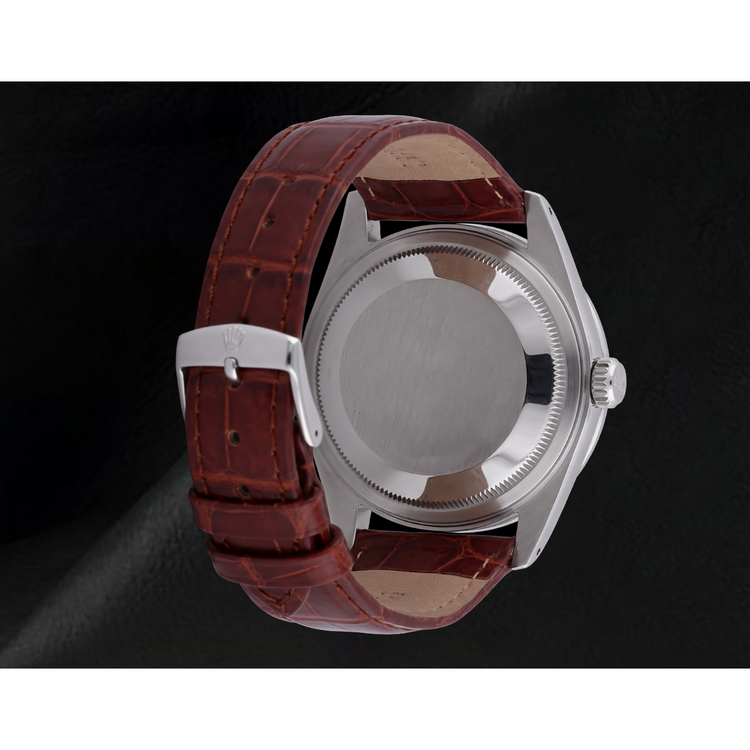Datejust Rolex Cadran Romain Lunette En Diamant Montre Bracelet En Cuir Marron acier inoxydable ensemble rapide