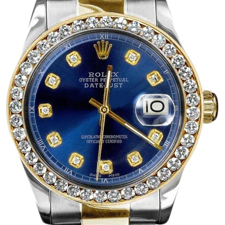 Datejust Rolex Homme Or Jaune acier inoxydable Montre Deux Tons réglage rapide