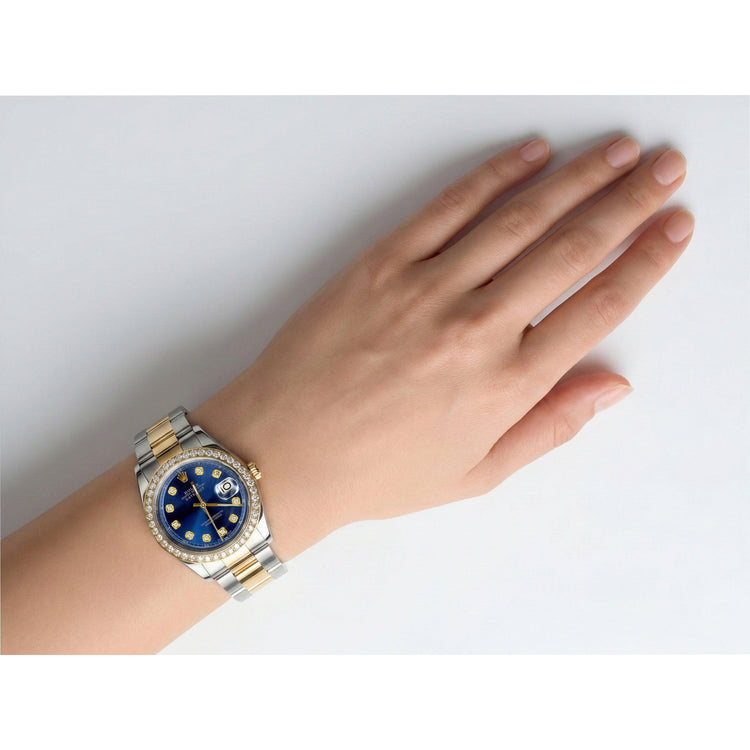 Datejust Rolex Homme Or Jaune acier inoxydable Montre Deux Tons réglage rapide