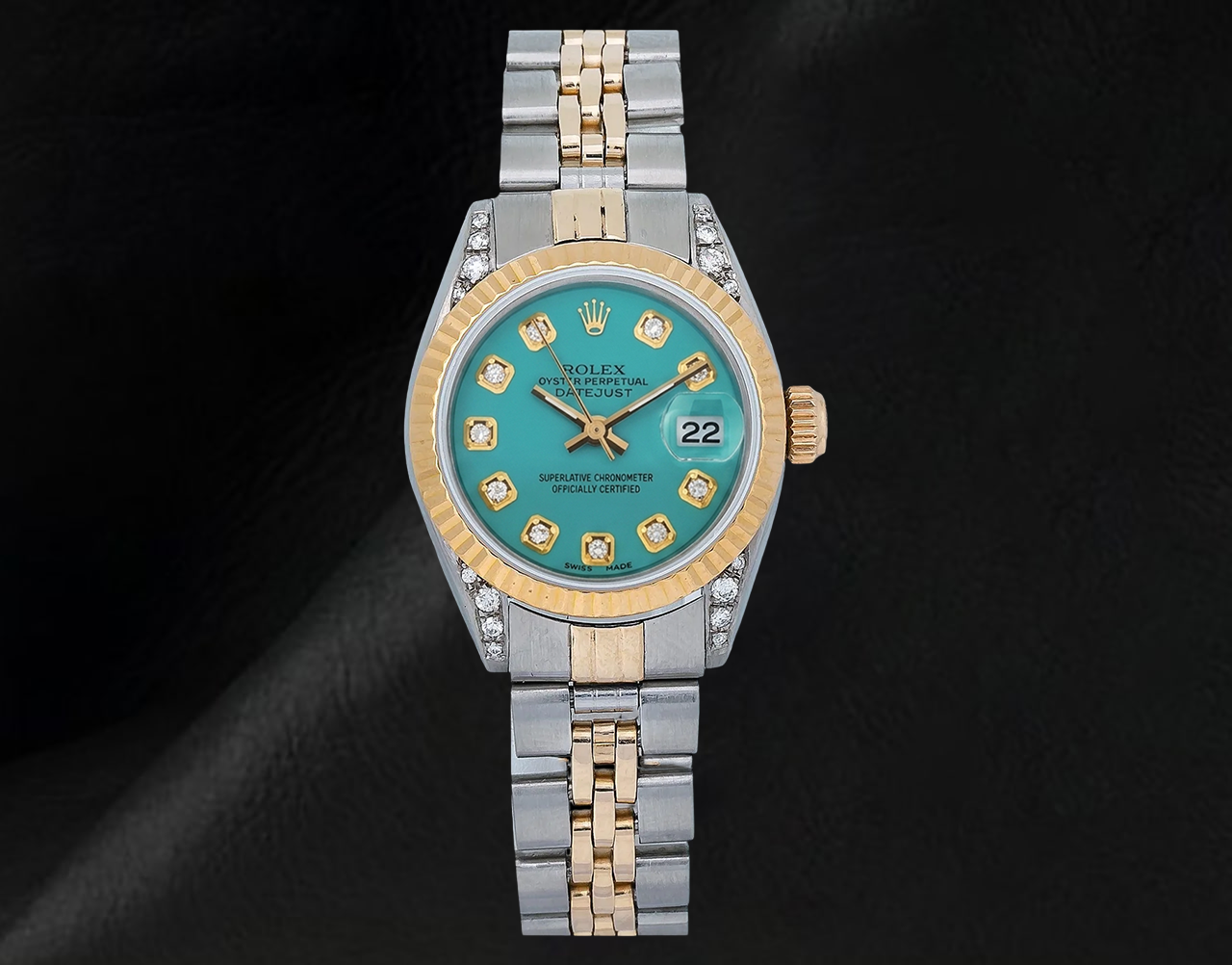 Montre Rolex Datejust 26 mm 6917 Bicolore Cadran Diamants Turquoise